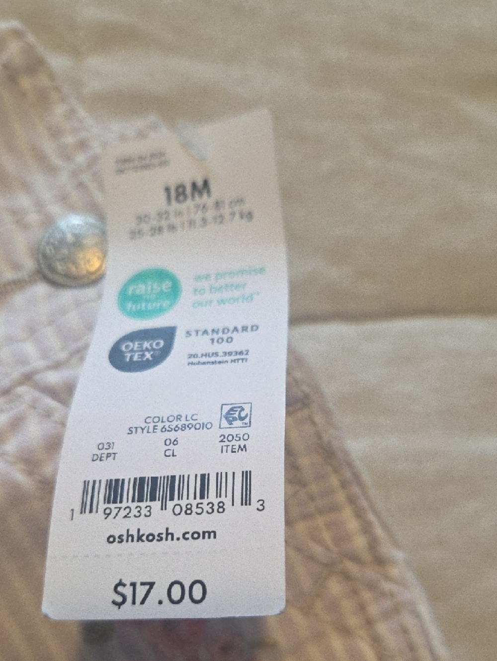 OshKosh B'gosh Light Purple Stripe Floral Short Overalls NWT - Picture 2 of 3